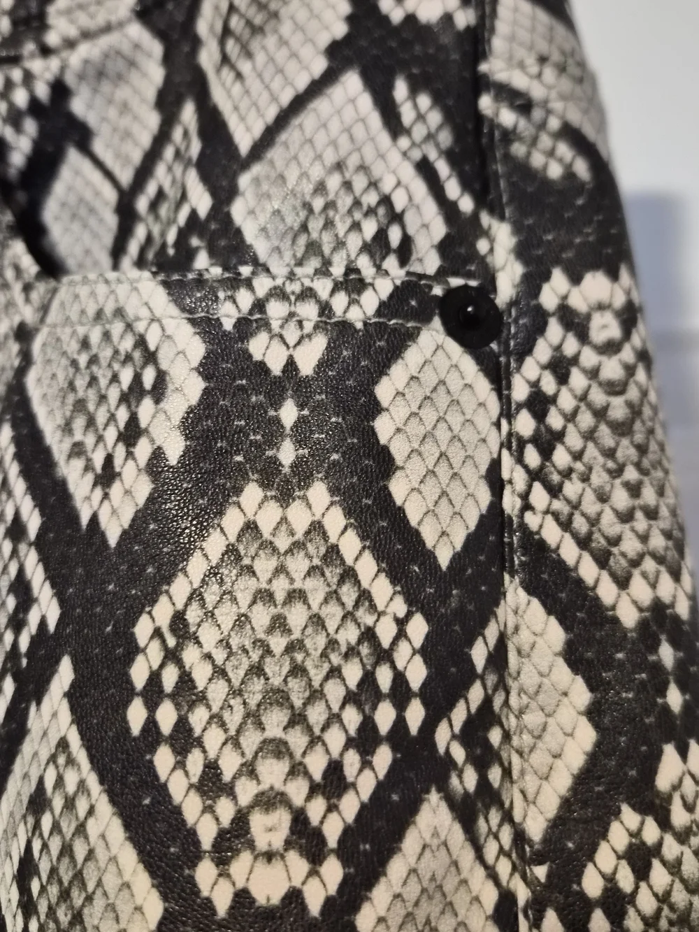 Free People Black and White Snake-Print Vegan Leather Midi Skirt - Picture 4 of 11